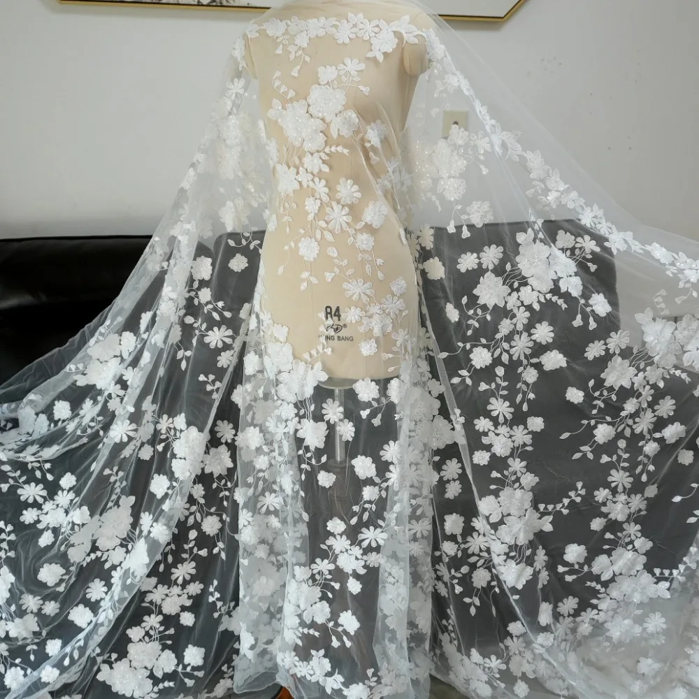 Embroidery Veil - Elegant Flower Embroidery Sheer Mesh Lace