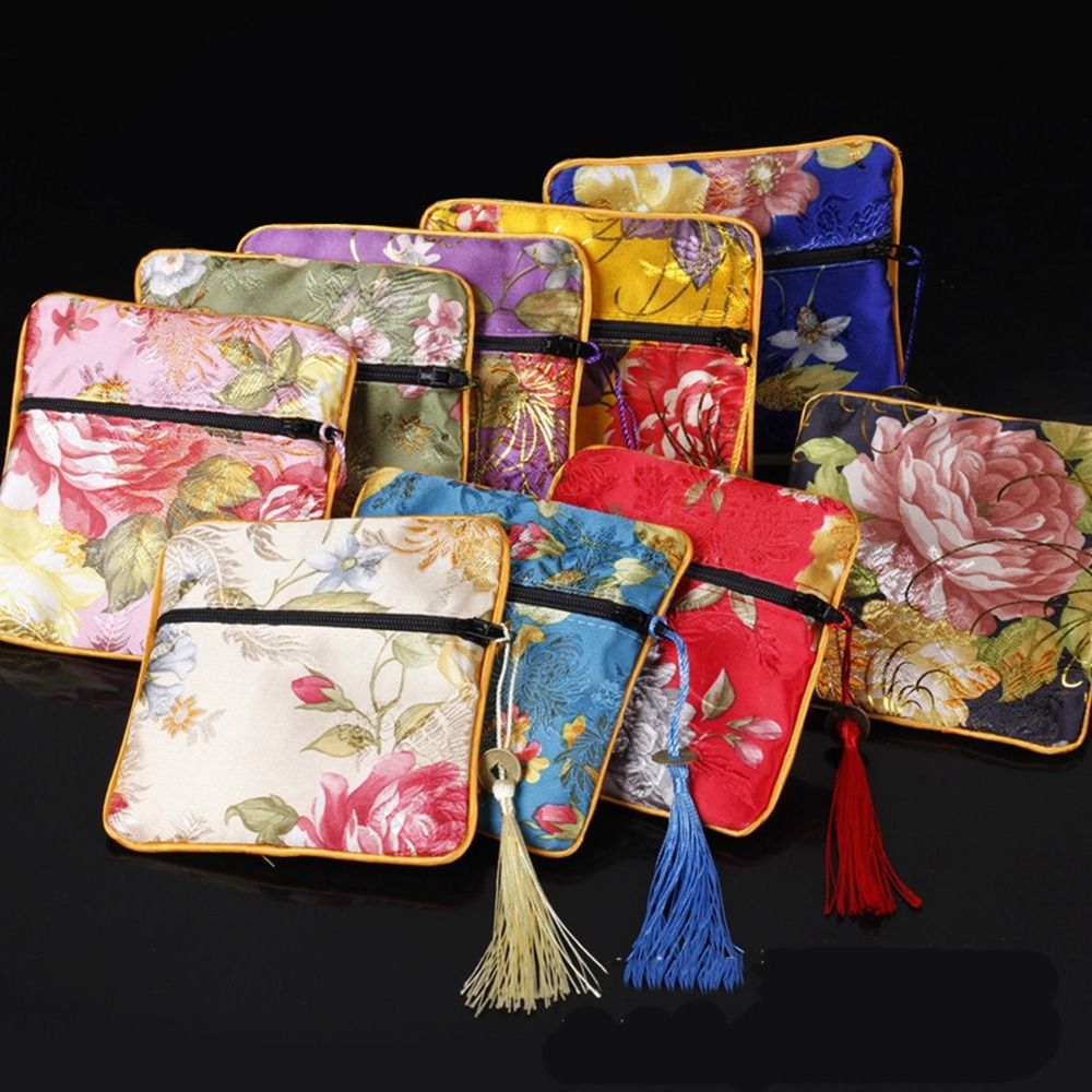 Embroidery Wallet - Cloth Embroidery Coin Pouch Flower Copper