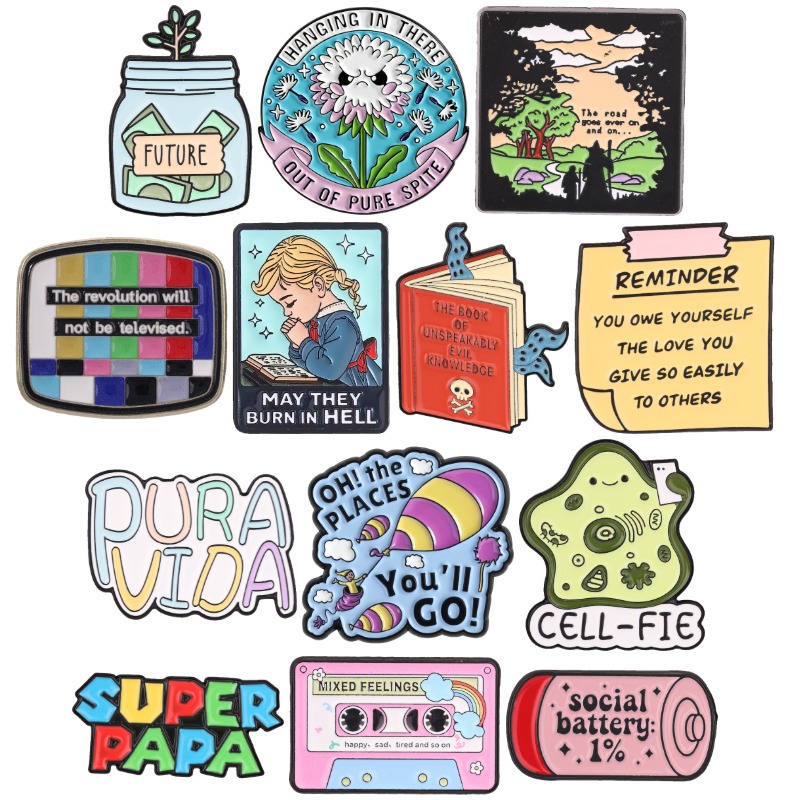 Embroidery Initials - Positive Vibe Enamel Pin Low Social