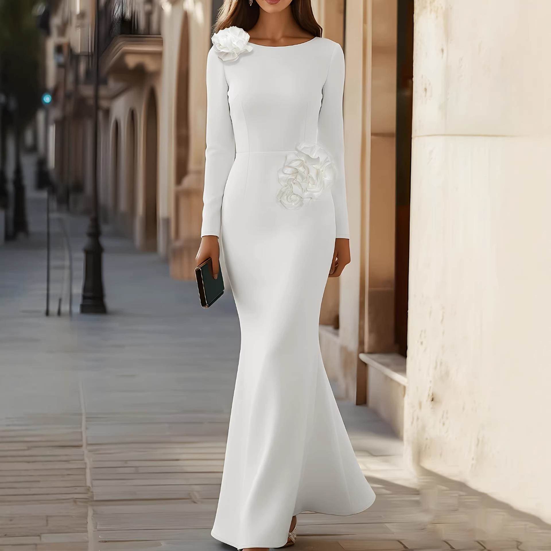 Embroidery Fish - Elegant Knitted Fish Tail Dress Women's