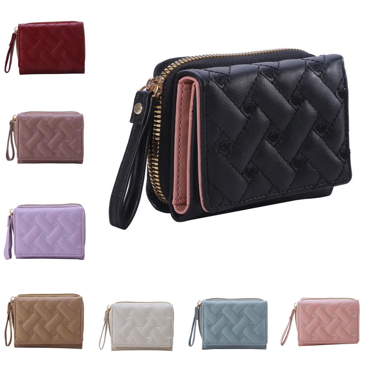 Embroidery Wallet - PU Leather Tri-Fold Wallet for Women