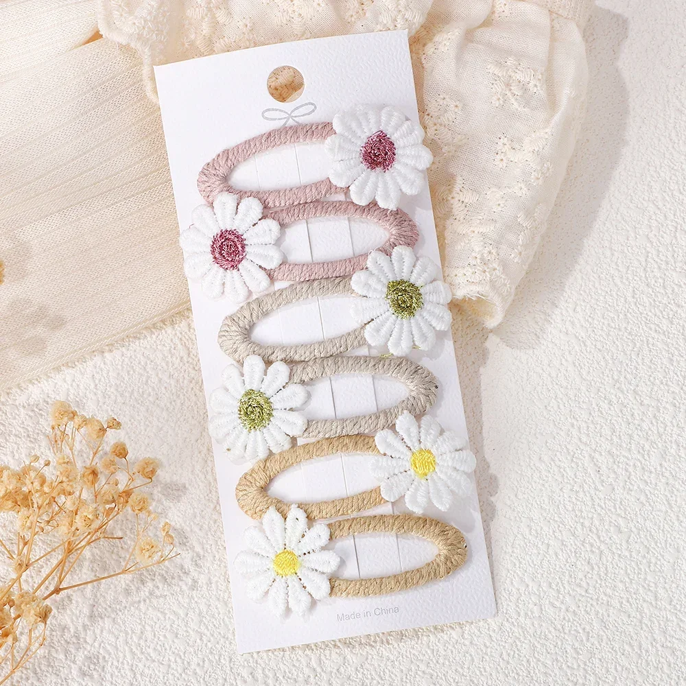 Embroidery Daisy Flower - 6PCS Cute Daisy Flower Hair Clips