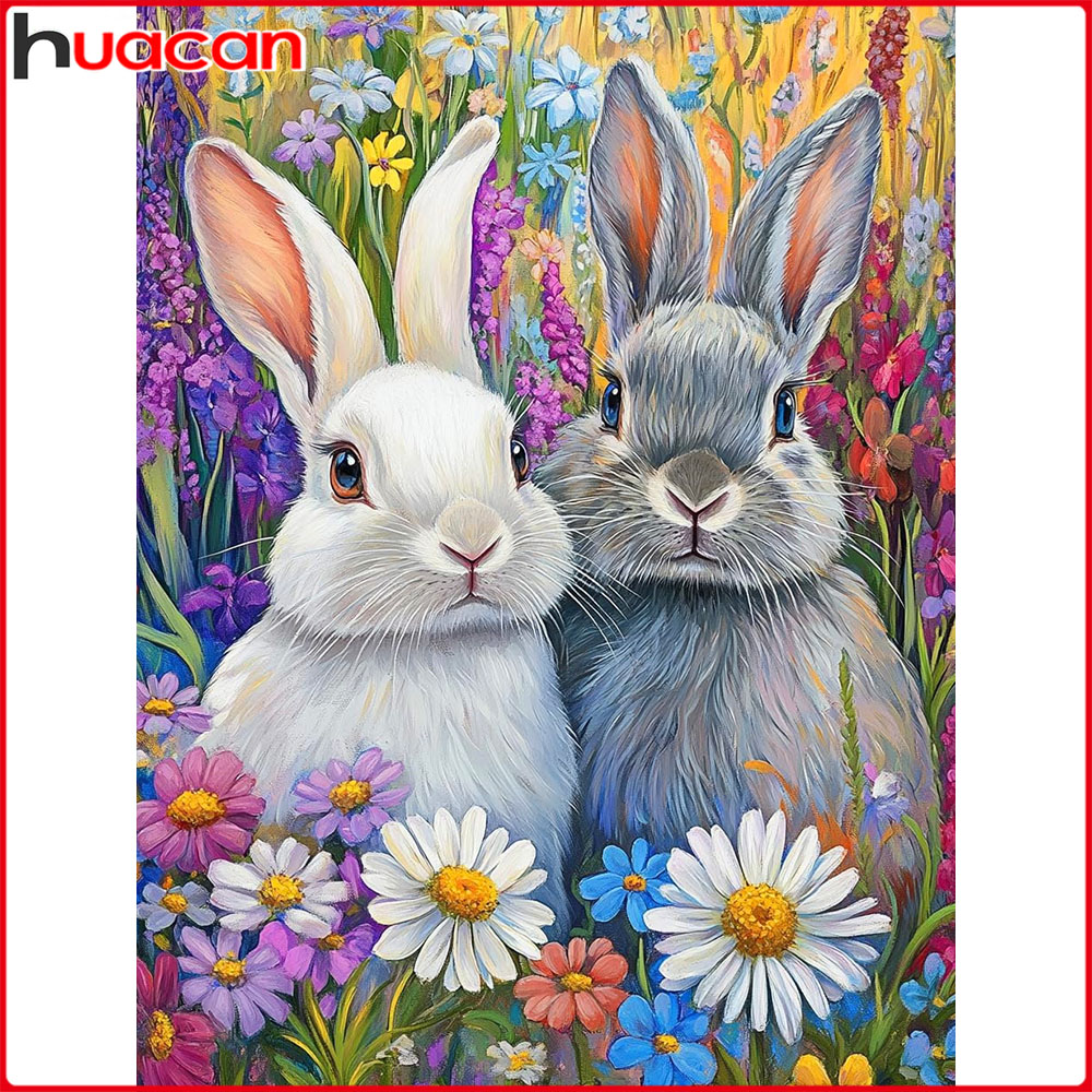 Embroidery Daisy Flower - Huacan Full Square Round Diamond Painting