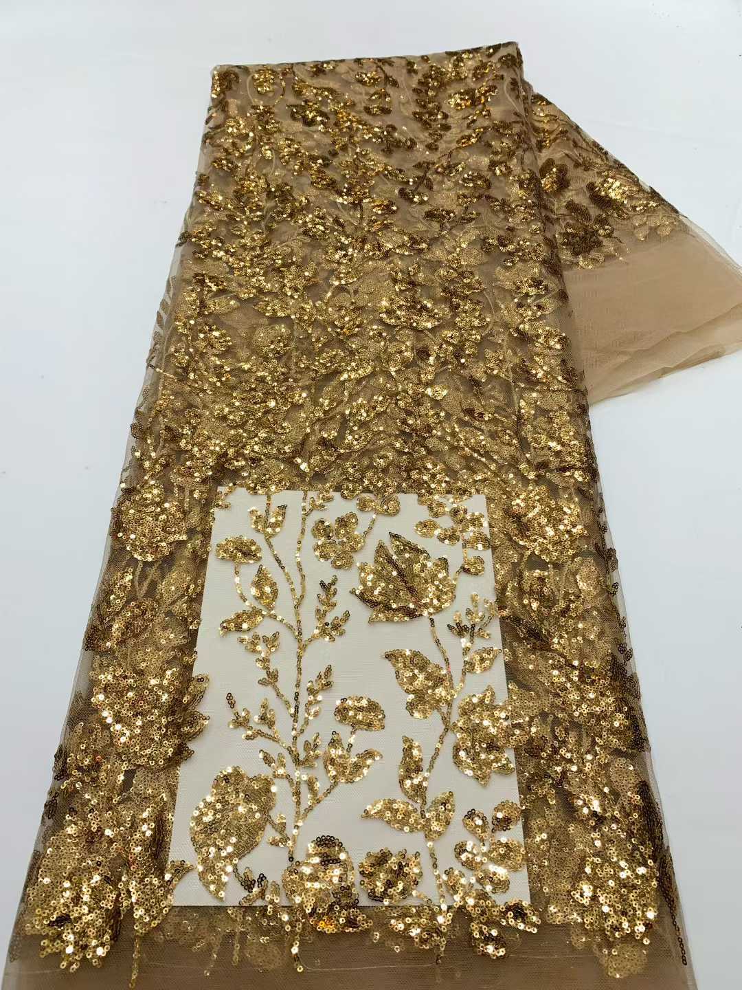 African Lace Fabric With Sequi - Embroidery Net Fabric 评论和价格