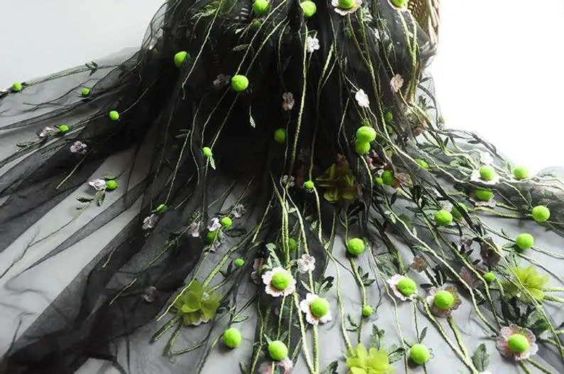 3D chiffon flower pompom embro - Embroidery Veil 评论和价格