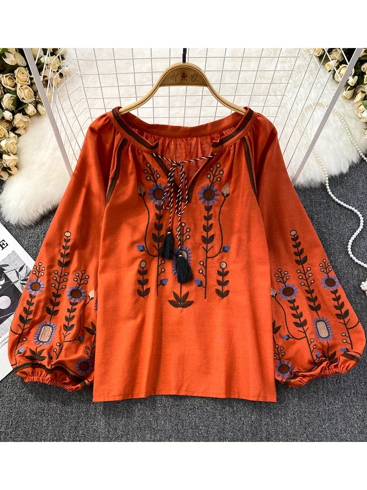 Women Spring Blouse Ethnic Sty - Embroidery Class 评论和价格