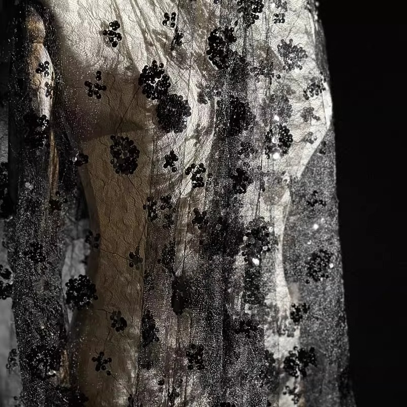 Lace Flower Embroidery Sequine - Embroidery Net Fabric 评论和价格