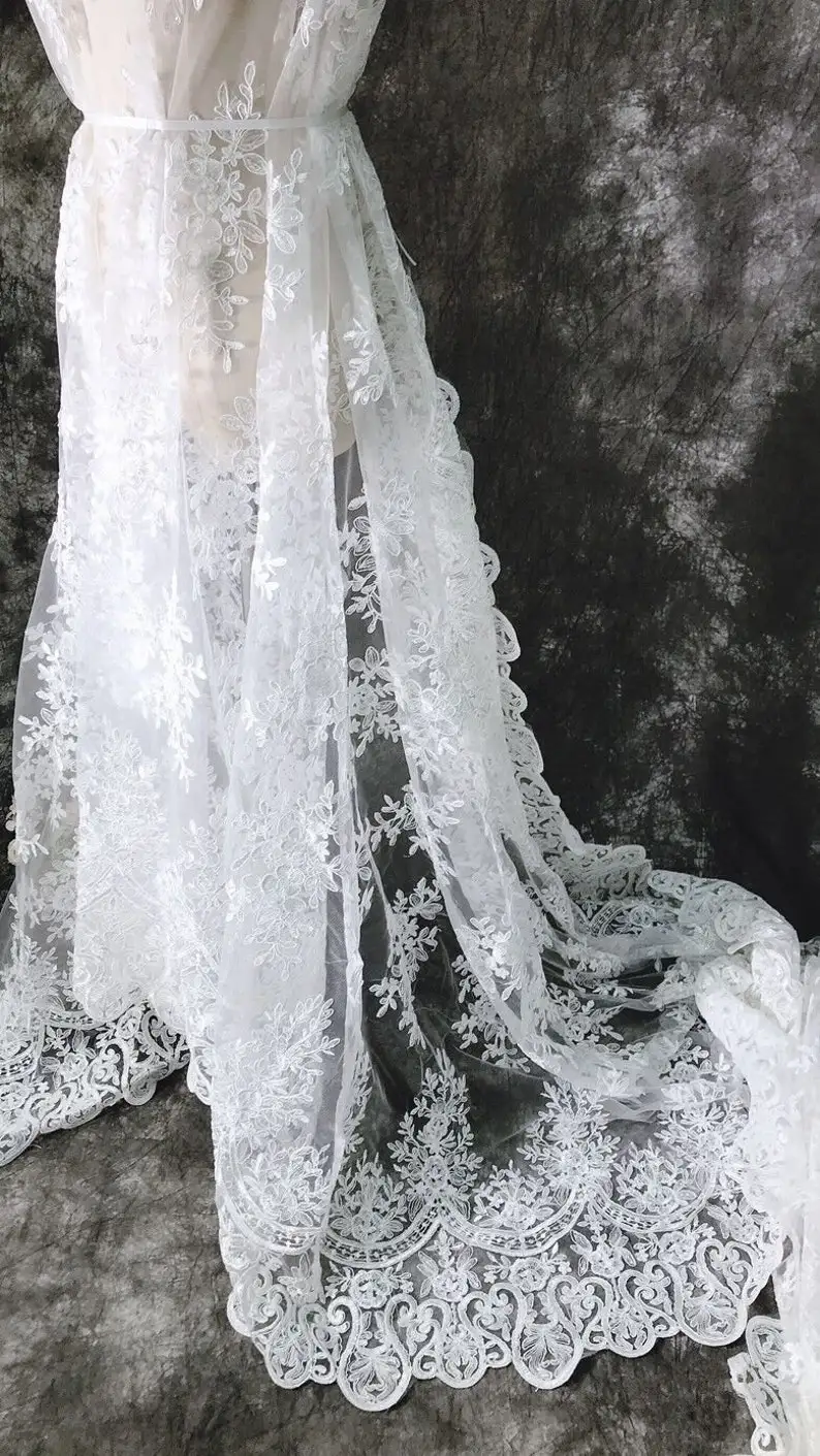 White Vintage Flower Embroider - Embroidery Veil 评论和价格