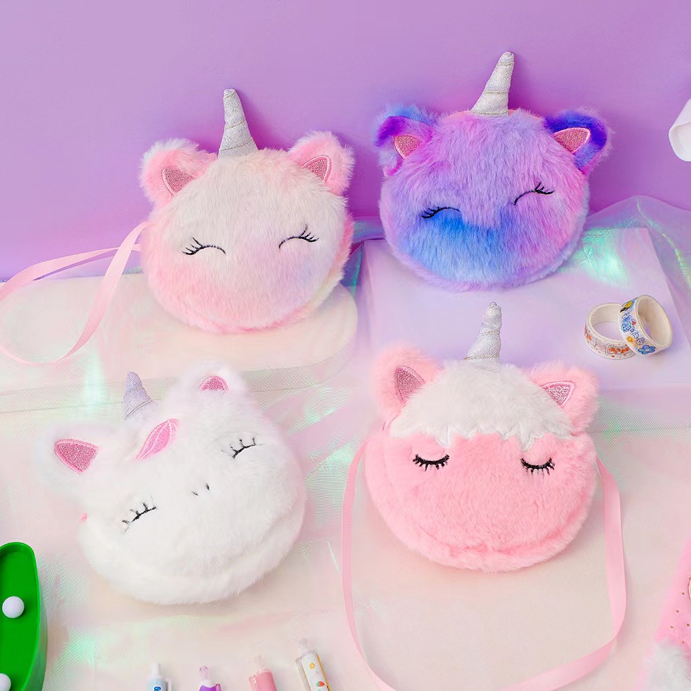 Kids Fashion Plush Shoulder Ba - Embroidery Wallet 评论和价格