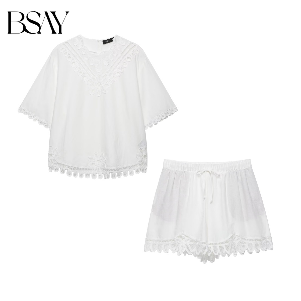 BSAY Women's White Hollow Embr - Embroidery Blouse 评论和价格