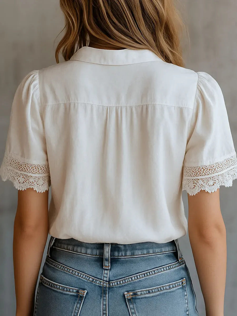 Elegant Women's Shirts Casual  - Embroidery Class 评论和价格