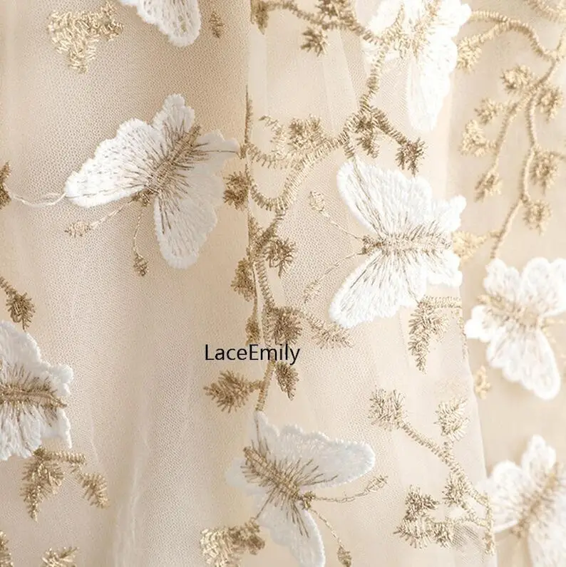 3D Butterfly Lace Fabric Butte - Embroidery Veil 评论和价格