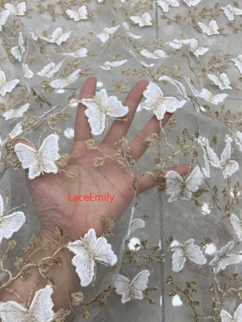 3D Butterfly Lace Fabric Butte - Embroidery Veil 评论和价格