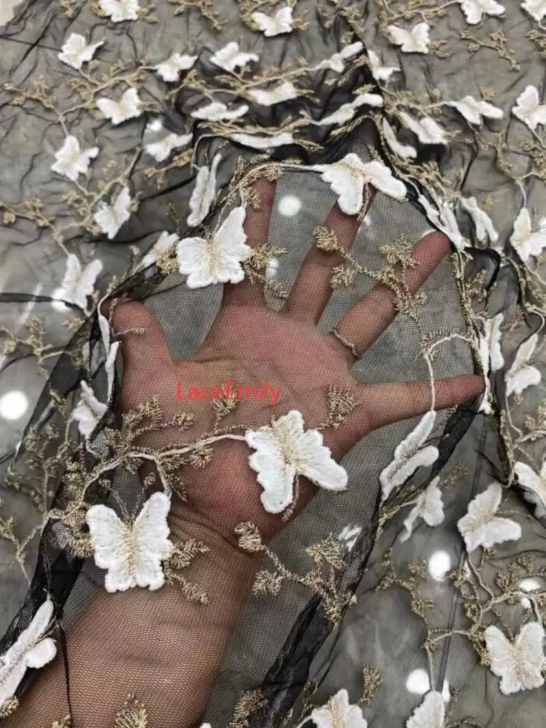 3D Butterfly Lace Fabric Butte - Embroidery Veil 评论和价格