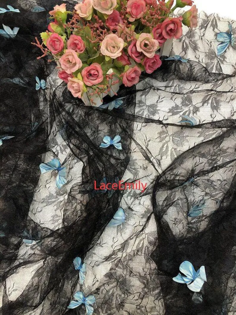 4 Colors 3D butterfly embroide - Embroidery Veil 评论和价格