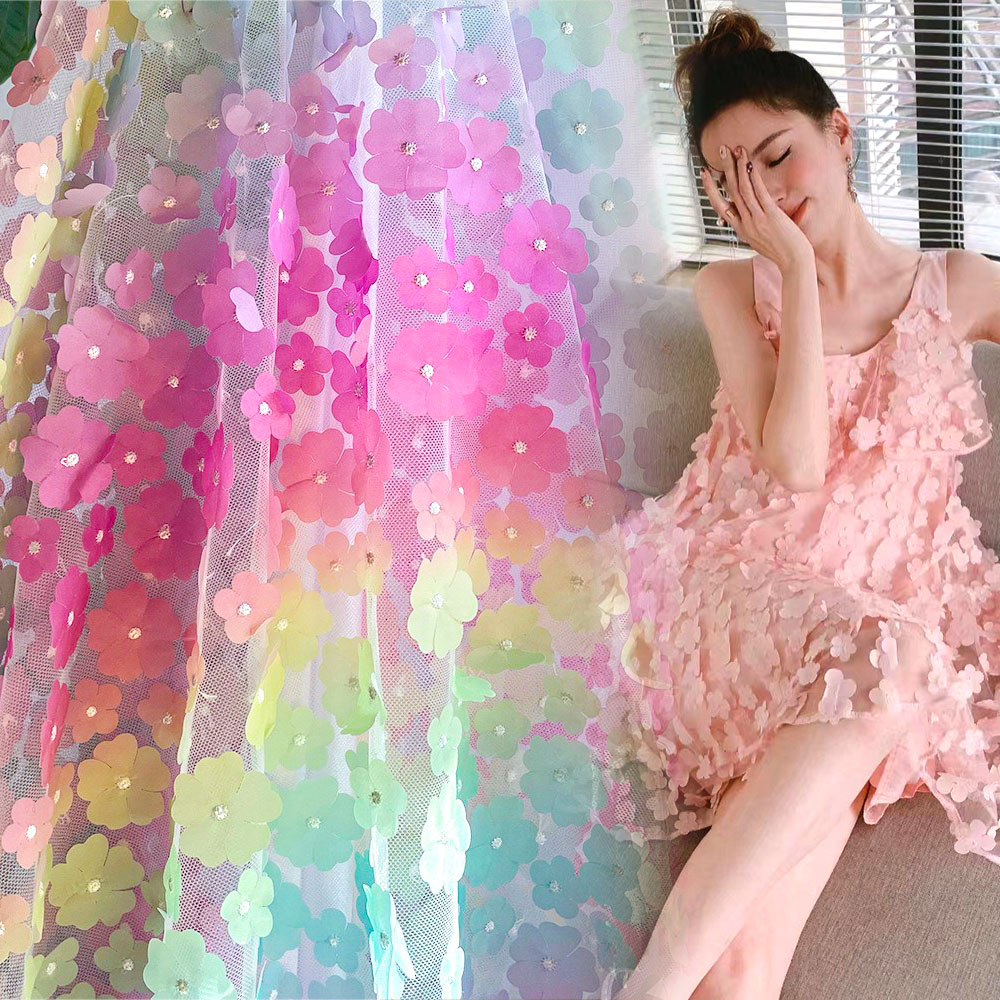 130cm Wide Colorful Flower Emb - Embroidery Veil 评论和价格