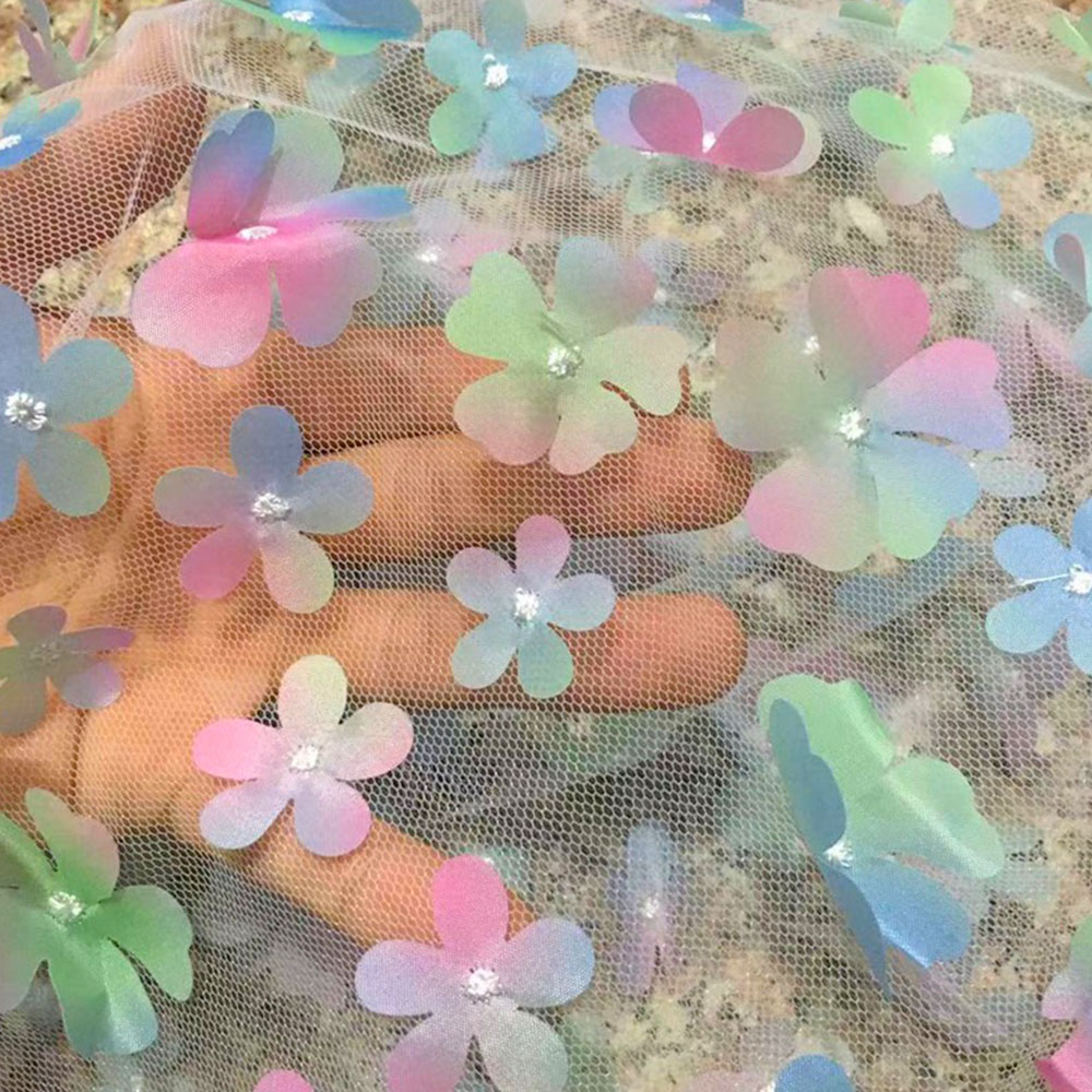 130cm Wide Colorful Flower Emb - Embroidery Veil 评论和价格