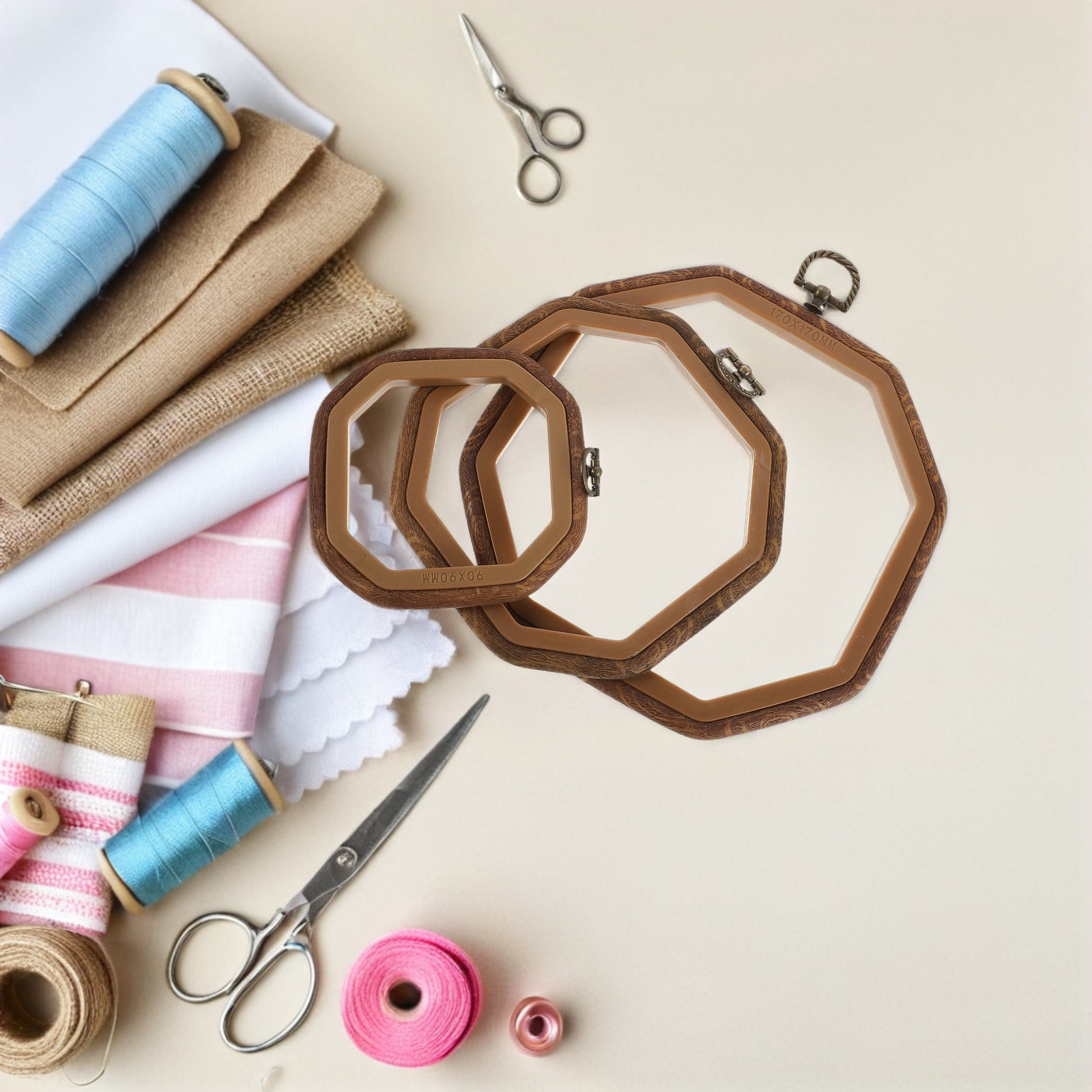 6Pcs Octagonal Embroidery Hoop - Embroidery Frame 评论和价格