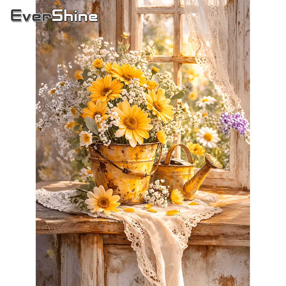 Evershine Diamond Embroidery S - Embroidery Daisy Flower 评论和价格