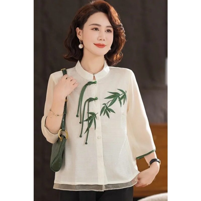 Women's Cream White Chinese St - Embroidery Cream 评论和价格