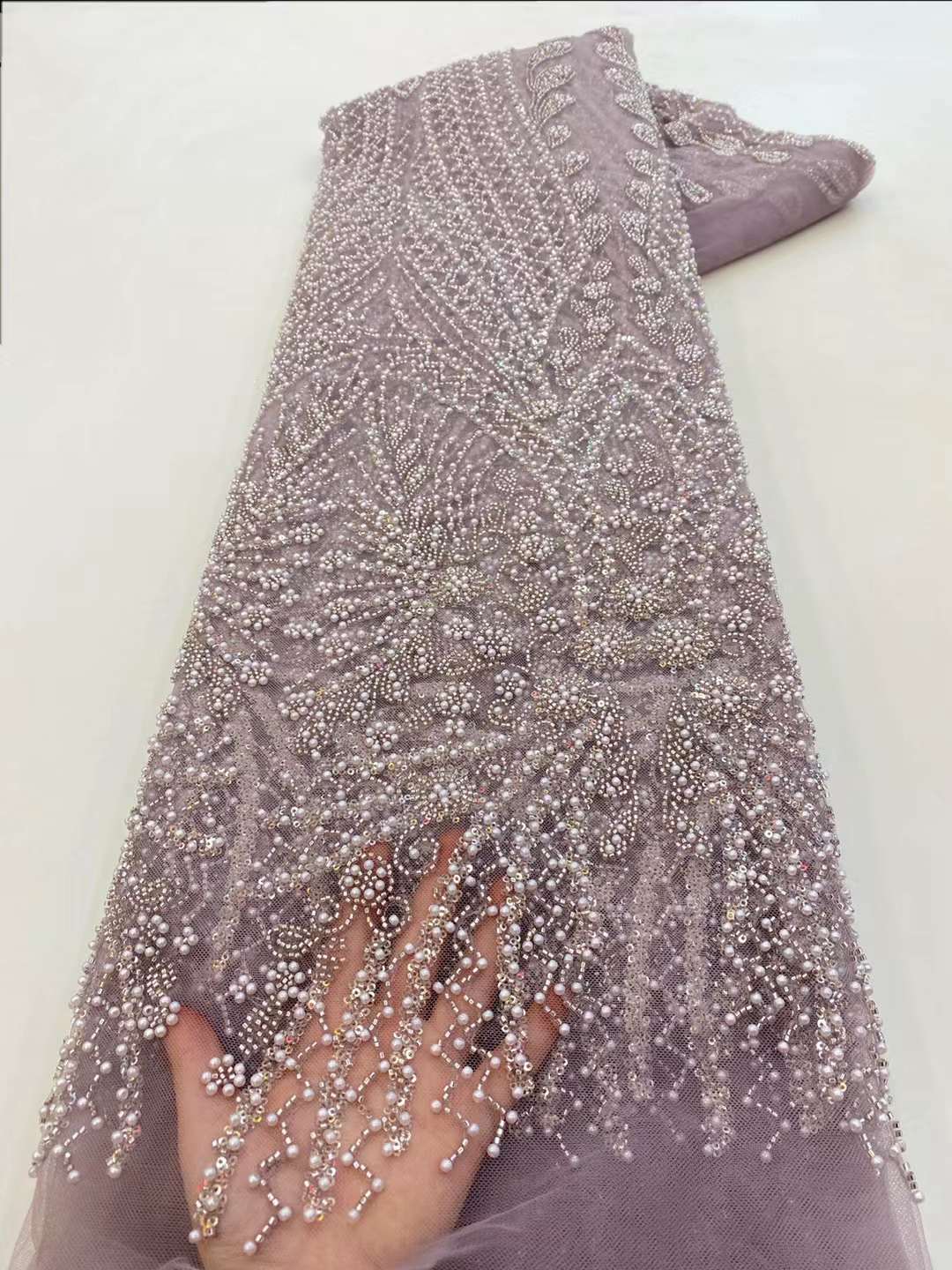 Brown Sequin Beaded Embroidery - Embroidery Net Fabric 评论和价格
