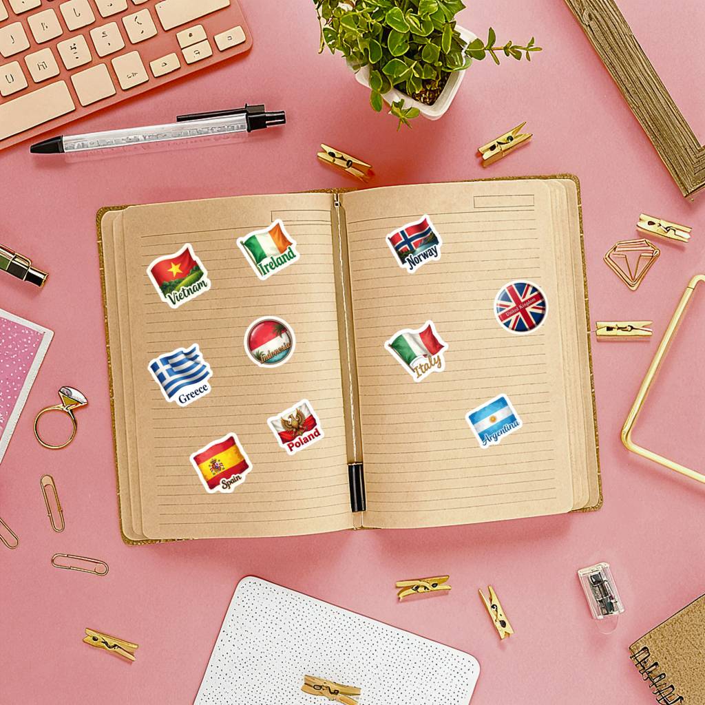 35pcs Country Flag Stickers Wa - Embroidery World 评论和价格