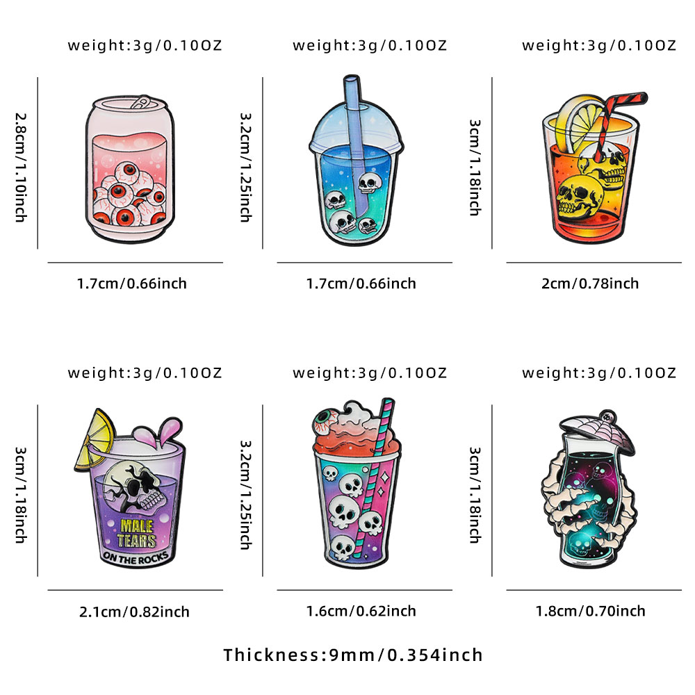 6pcs Cool Halloween Enamel Pin - Embroidery Outfit 评论和价格