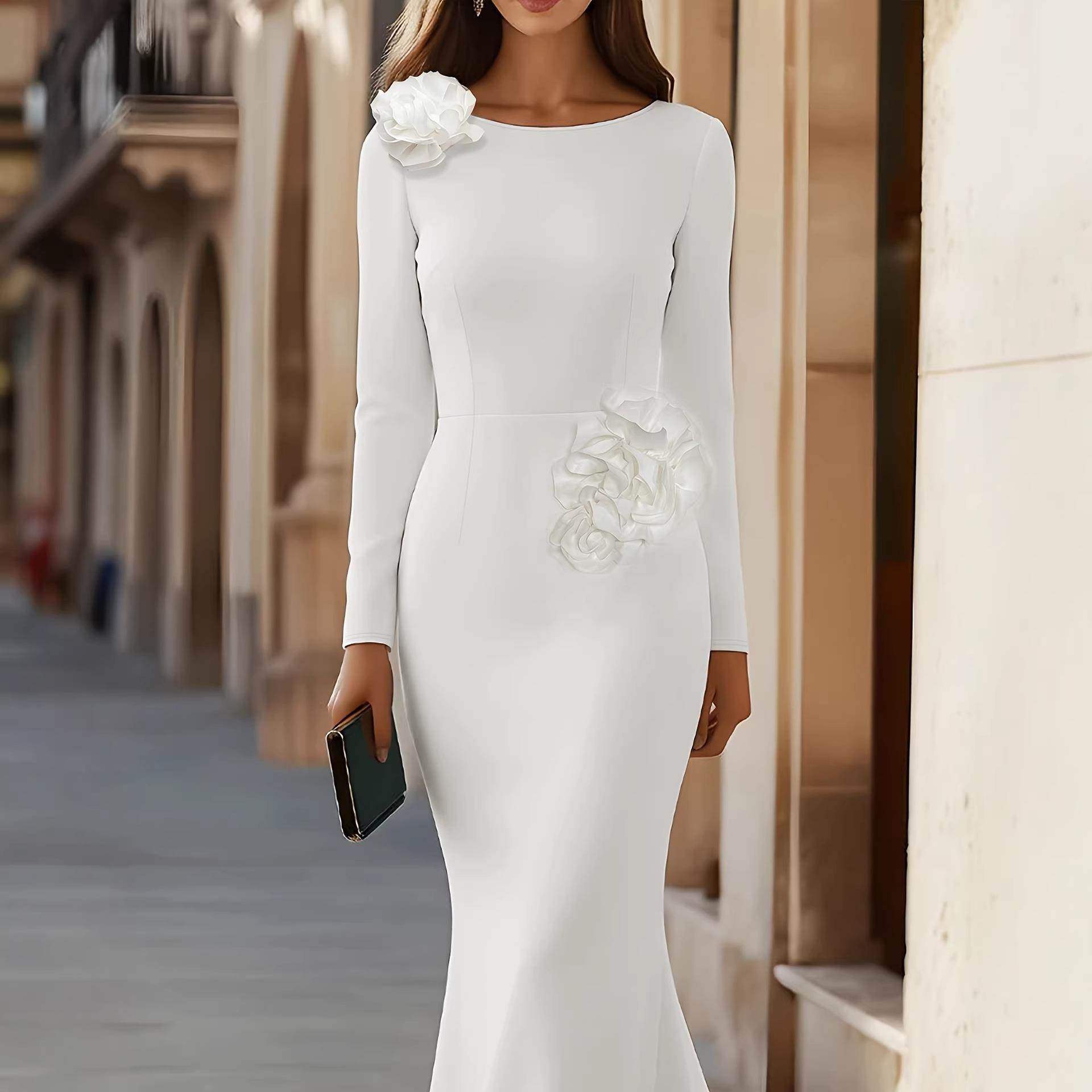 Elegant Knitted Fish Tail Dres - Embroidery Fish 评论和价格