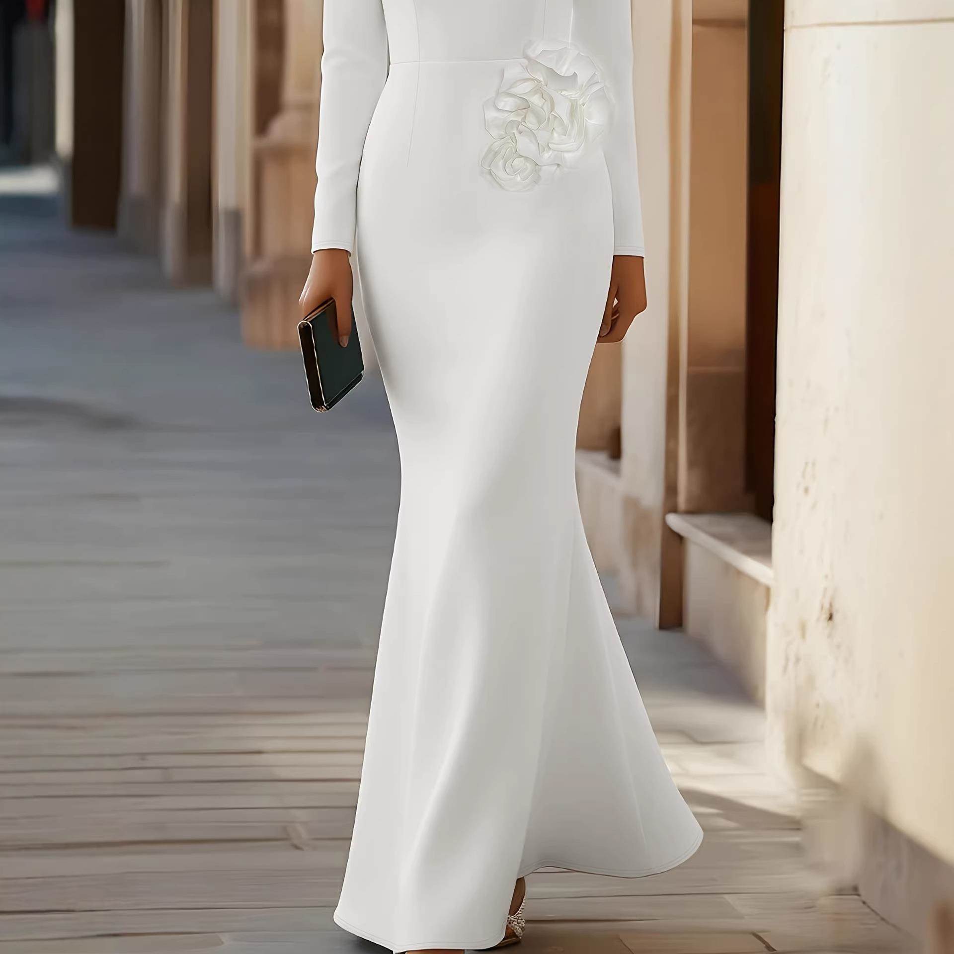 Elegant Knitted Fish Tail Dres - Embroidery Fish 评论和价格