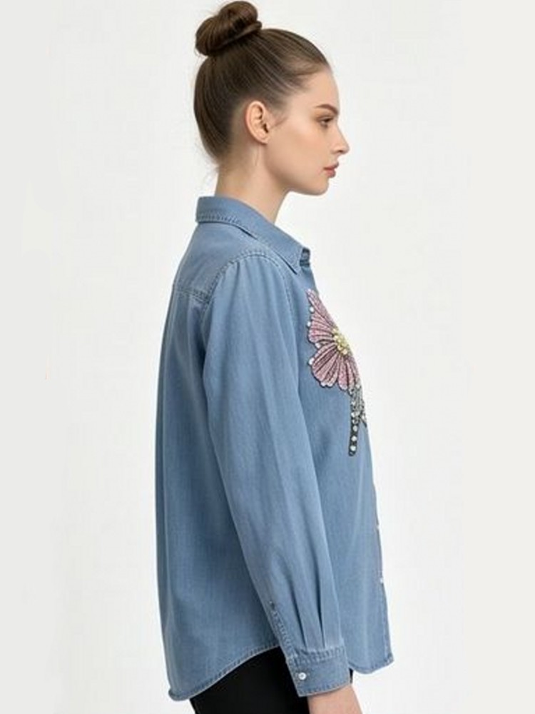 Women Denim Embroidery Blouses - Embroidery Blouse 评论和价格