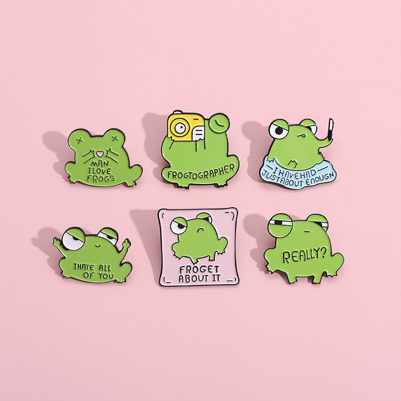 Cute Frog Enamel Brooch Milk D - Embroidery Fish 评论和价格