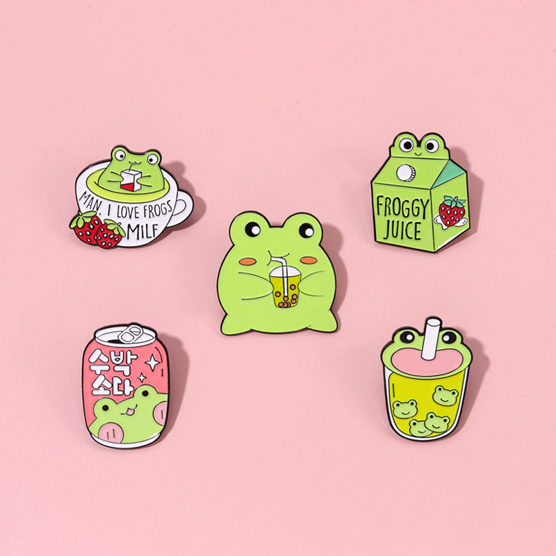 Cute Frog Enamel Brooch Milk D - Embroidery Fish 评论和价格