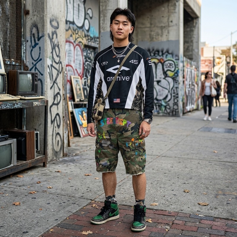 Hip Hop Y2K Streetwear Men Mat - Embroidery Outfit 评论和价格