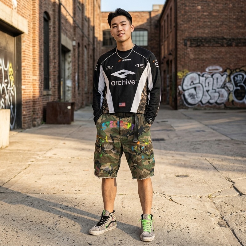 Hip Hop Y2K Streetwear Men Mat - Embroidery Outfit 评论和价格