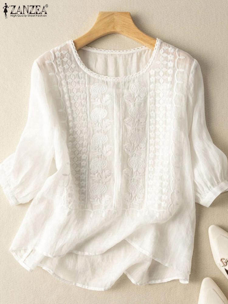 ZANZEA Elegant Women Embroider - Embroidery Blouse 评论和价格