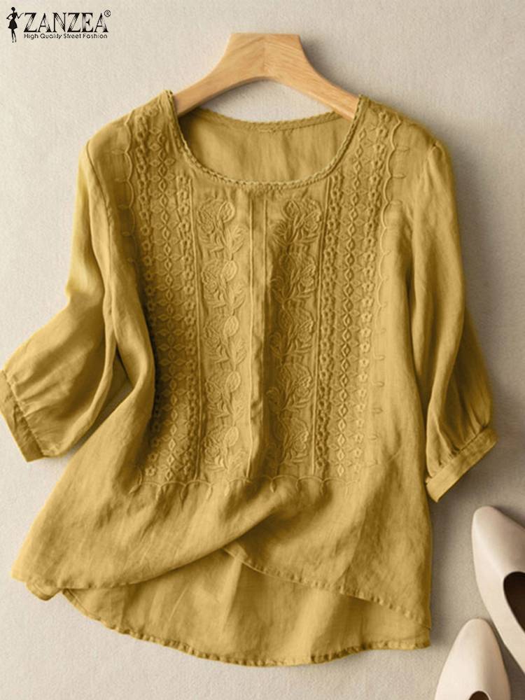ZANZEA Elegant Women Embroider - Embroidery Blouse 评论和价格