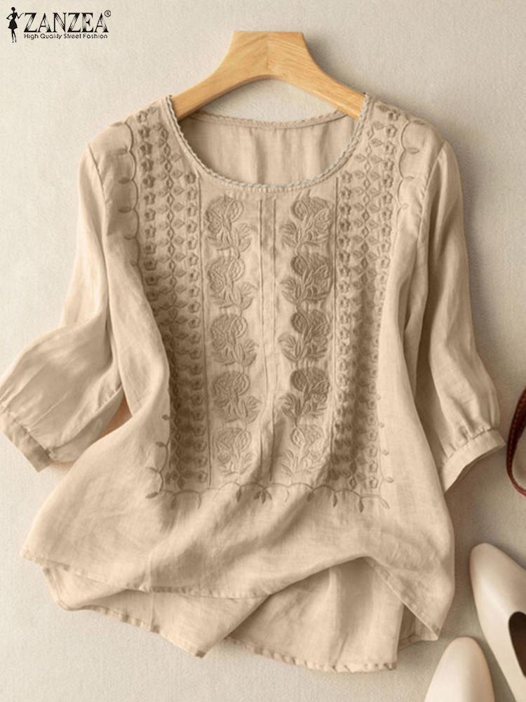 ZANZEA Elegant Women Embroider - Embroidery Blouse 评论和价格
