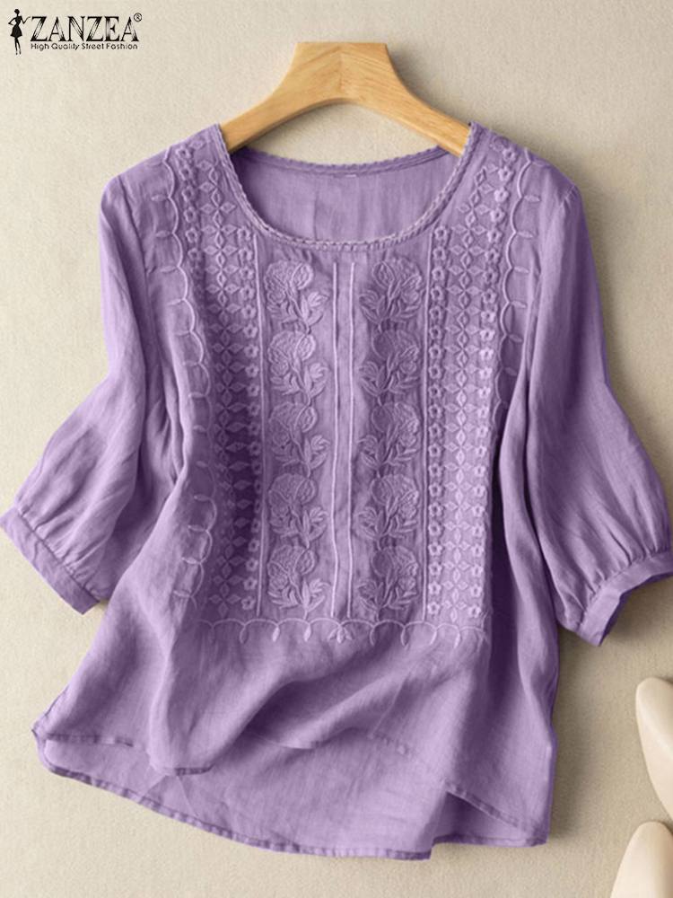 ZANZEA Elegant Women Embroider - Embroidery Blouse 评论和价格