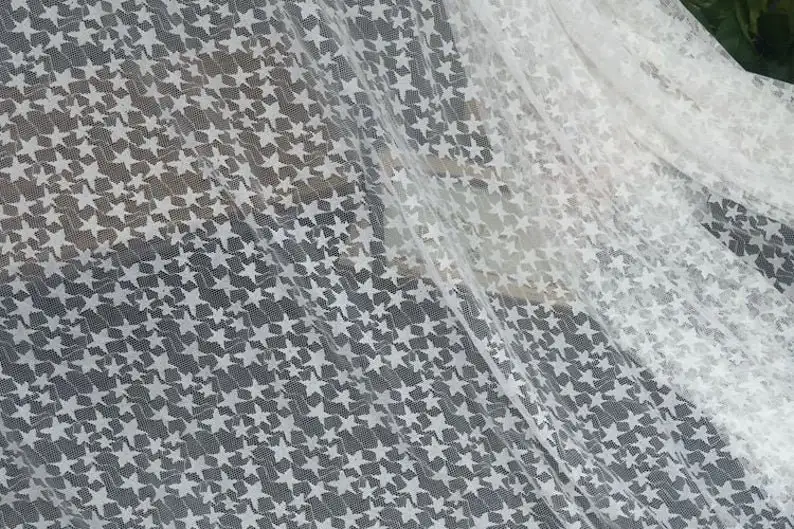 Black White Soft Star Embroide - Embroidery Veil 评论和价格