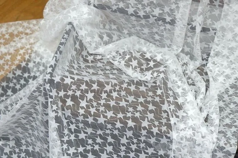 Black White Soft Star Embroide - Embroidery Veil 评论和价格