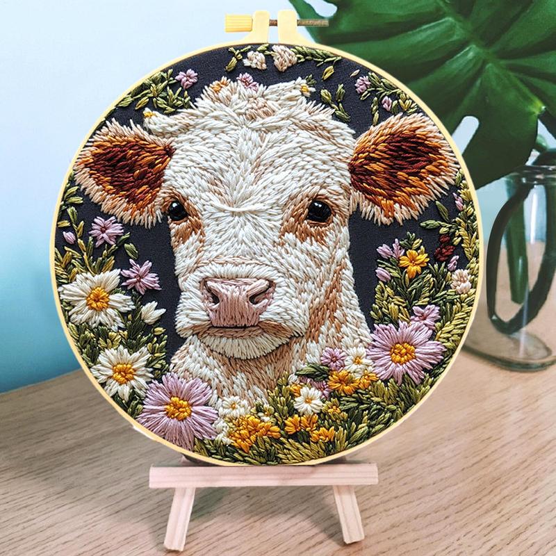 Embroidery Kits For Adults Cow - Embroidery Daisy Flower 评论和价格