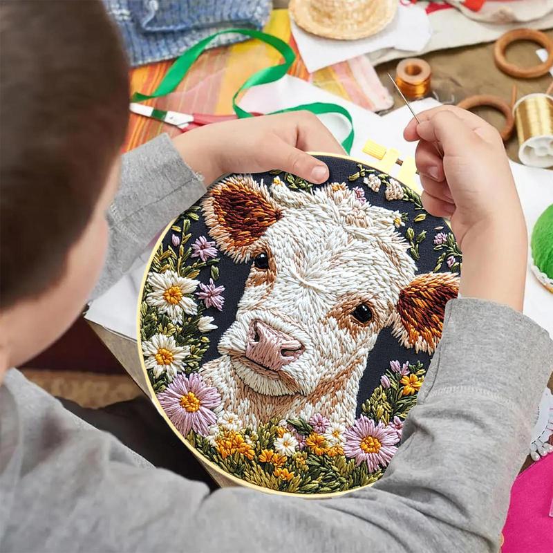 Embroidery Kits For Adults Cow - Embroidery Daisy Flower 评论和价格