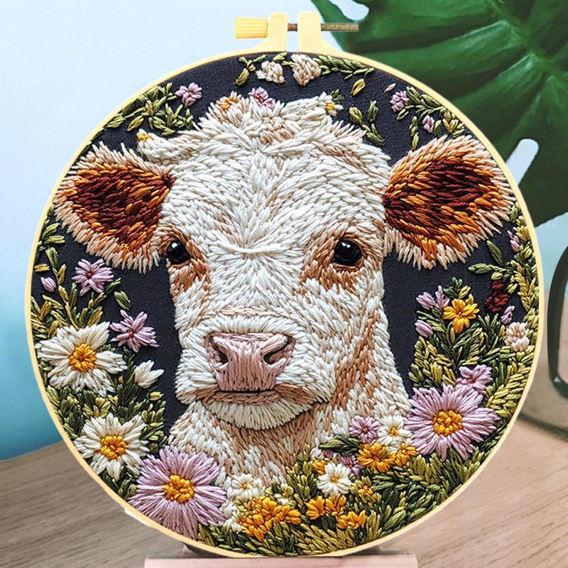 Embroidery Kits For Adults Cow - Embroidery Daisy Flower 评论和价格