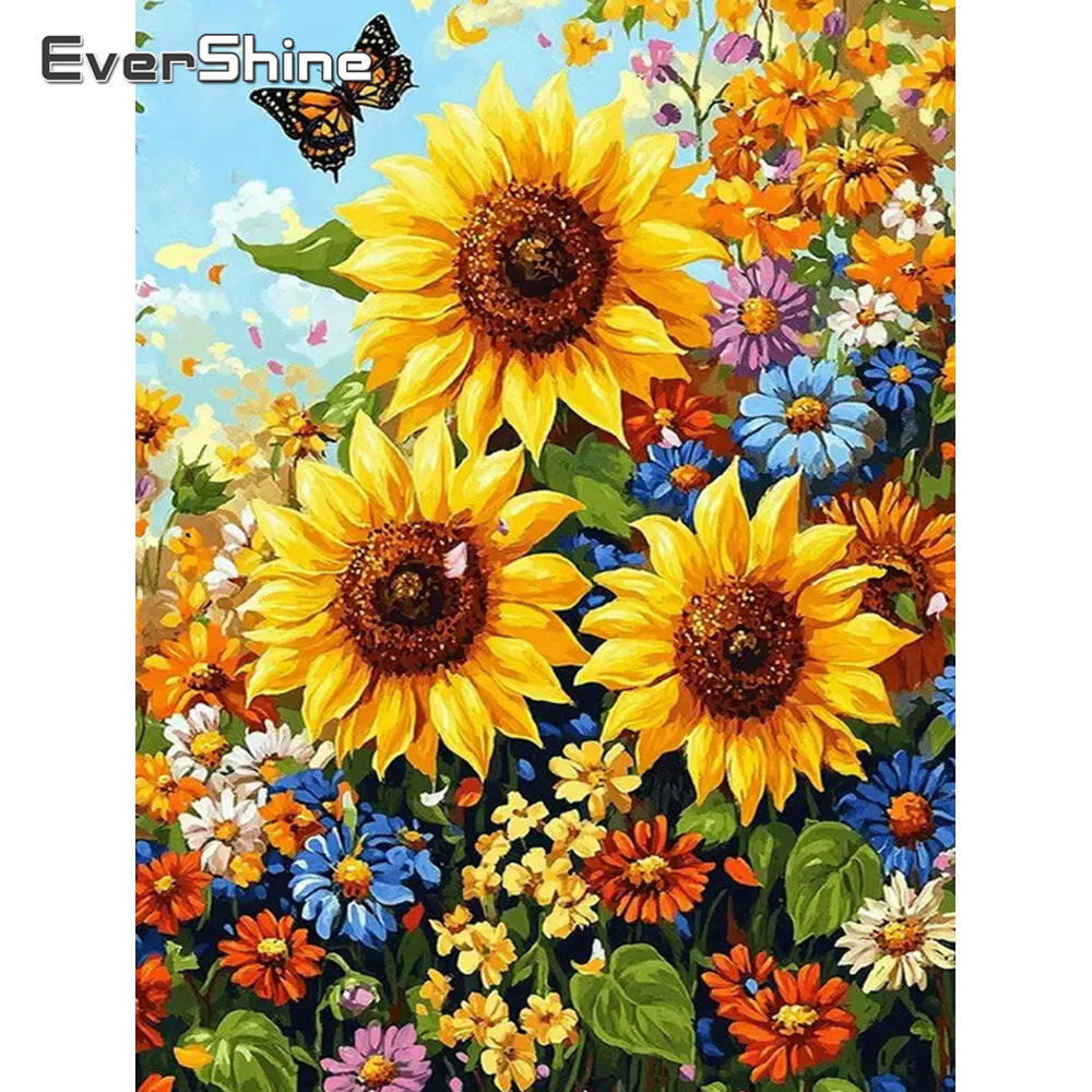 Evershine Full Square Round Di - Embroidery Daisy Flower 评论和价格