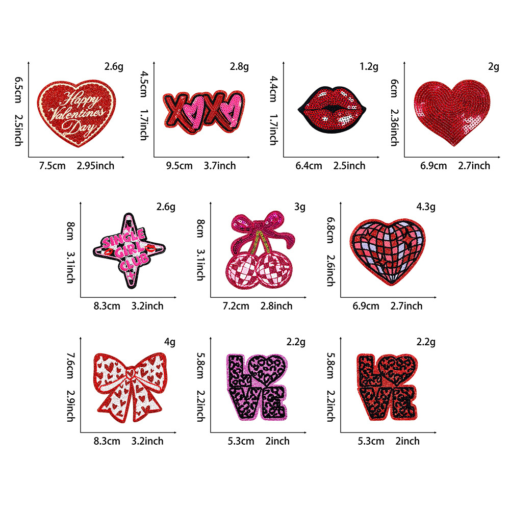 10pcs/set 2026 New Valentine's - Embroidery Lips 评论和价格