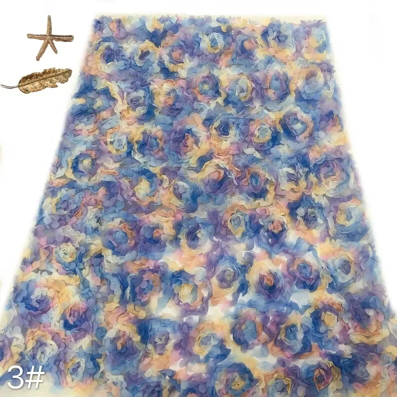 3d chiffon rose flower lace fa - Embroidery Veil 评论和价格
