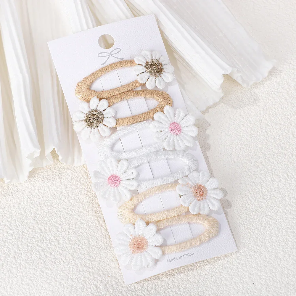 6PCS Cute Daisy Flower Hair Cl - Embroidery Daisy Flower 评论和价格