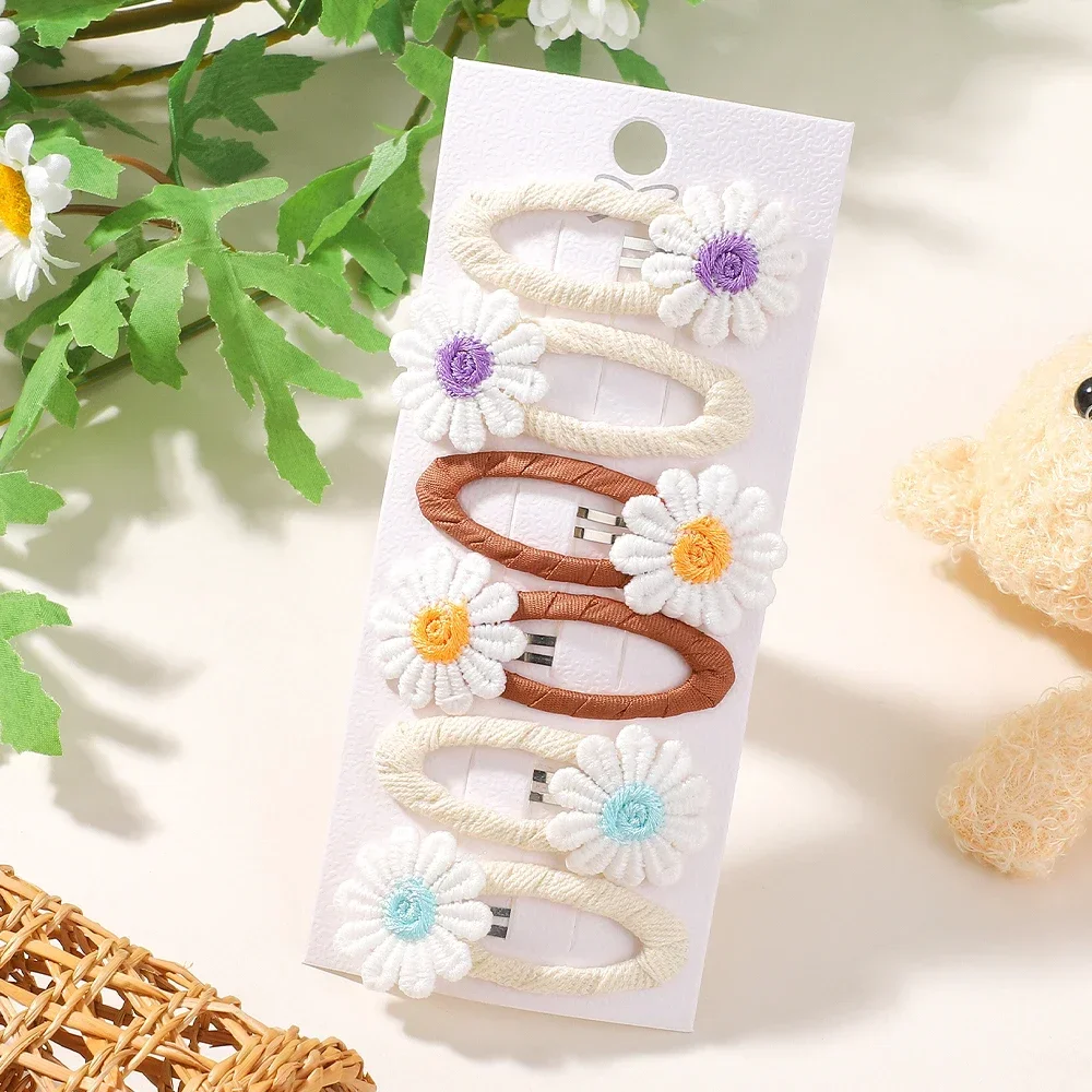 6PCS Cute Daisy Flower Hair Cl - Embroidery Daisy Flower 评论和价格