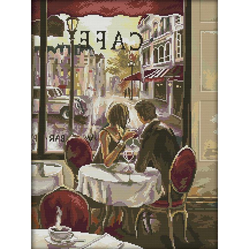 Cafe Couple Artistic Figures C - Embroidery Artist 评论和价格