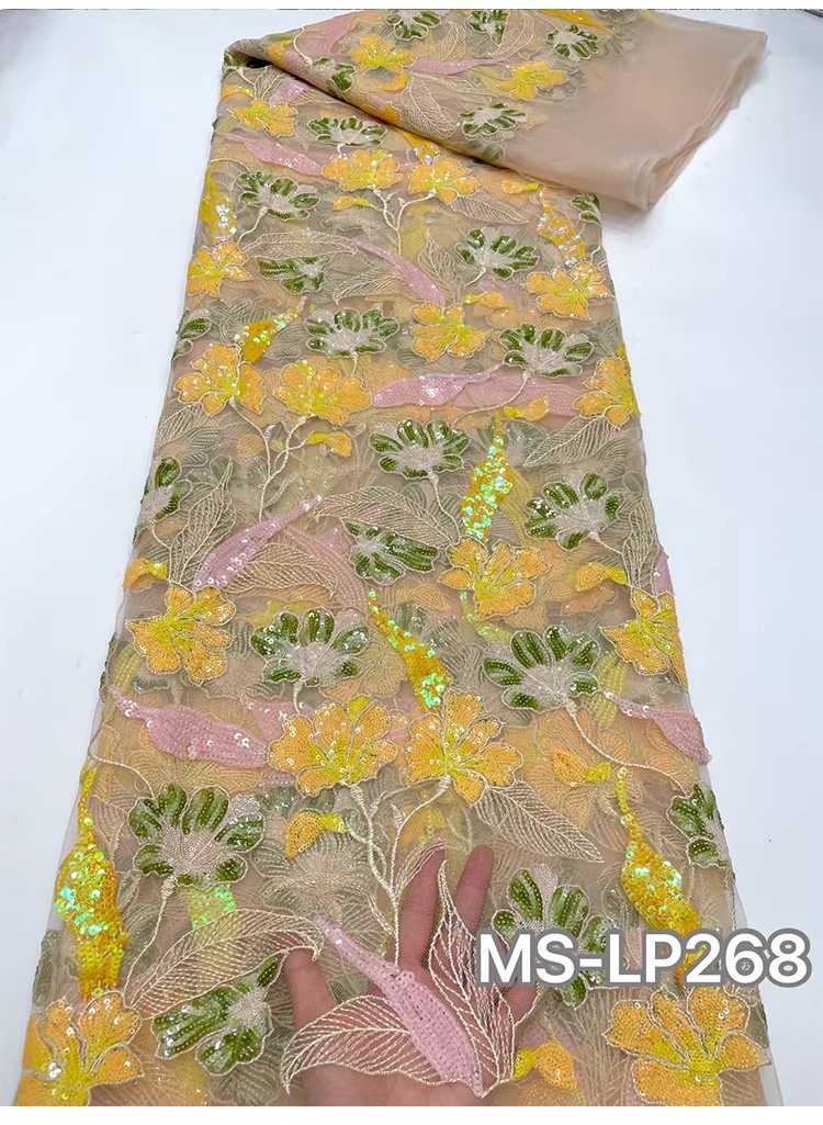 1yard Luxury Double color bead - Embroidery Net Fabric 评论和价格